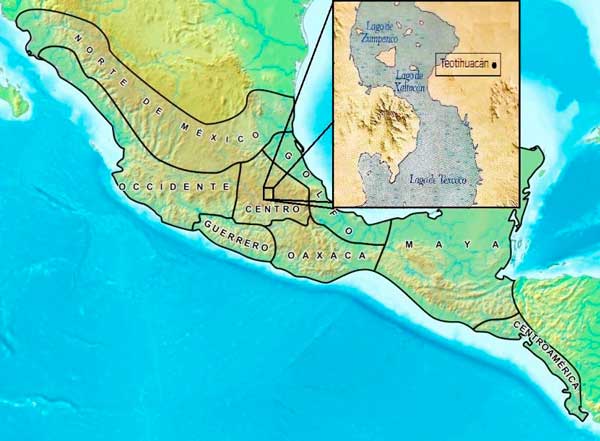 Mapa con la ubicación de Teotihuacán