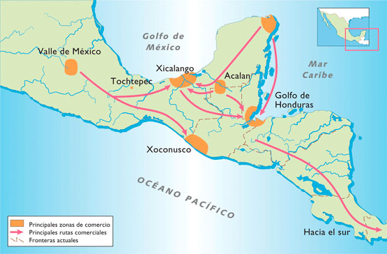 Mapa del omercio de la cultura Teotihuacana
